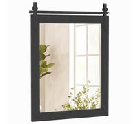 LIFEZEAL Miroir Mural 76,5 x 57 cm, Miroir Rectangulaire avec Cadre en Bois et Support en Métal, Miroir Suspendu Vintage pour Salle de Bain, Couloir, Salon (Noir)