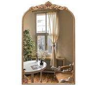 LIFEZEAL Miroir Mural Baroque Vintage, Miroir doré avec Forme d'arc, Décoration Murale en Laiton avec Cadre en métal pour Salon et Couloir (Doré, 95 x 66 CM)