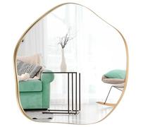 LIFEZEAL Miroir Mural Décoratif, Miroir de Forme Irrégulière avec Cadre en Métal, Miroir Asymétrique à Suspendre pour Salle de Bain, Chambre à Coucher (75 x 70 cm)