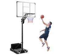 LIFEZEAL Panier de Basket-Ball Portable, 1,49-3,05 m Panier de Basket-Ball Ajustable, Système de Panier Mobile avec 2 Roues, Base Remplissable et Sac de Poids pour Extérieur