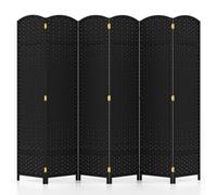 LIFEZEAL Paravent d'Intérieur 6 Panneaux, Séparateur de Pièce Pliable, 240 x 170 cm, Cloison de Séparation avec Cadre en Bois de Pin, Fait à la Main (Noir)