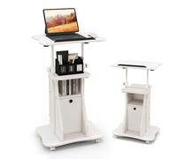 LIFEZEAL Podium, Pupitre de conférence, 2 étages, 4 roues, 2 compartiments, inclinable, hauteur réglable, table de présentations, bureau de discours publics, porte PC, salle, 55 x 40 x 68 - 114 cm