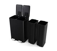 LIFEZEAL Poubelle à Double Compartiment 2 x 30L, Poubelle à Pédale en Acier Inoxydable, 2 Seaux Intérieurs en Plastique, Couvercles, Fermeture en Douceur, pour Cuisine, Salon (Noir)