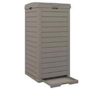LIFEZEAL Poubelle d'Extérieur 118L, Poubelle de Jardin avec Couvercle, Poubelle Deco Rectangle avec Bac de Récupération, 40 x 40 x 86 cm (2, Marron)