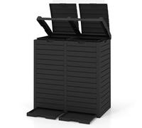 LIFEZEAL Poubelle extérieure de 235 l, double poubelle de recyclage avec couvercle étagé, poubelle classée imperméable avec plateau d'égouttement, poignée, conteneur à ordures (Noir)