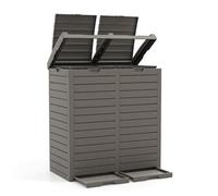 LIFEZEAL Poubelle extérieure de 235 l, Double Poubelle de Recyclage avec Couvercle étagé, Poubelle classée imperméable avec Plateau d'égouttement, poignée, conteneur à ordures (Café Clair)