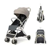 LIFEZEAL Poussette Canne Pliable avec Dossier Réglable, Poussette Bébé Compacte Confort avec Cosy, Moustiquaire, Harnais à 5 Points, 4 Roues, Panier de Rangement, Charge de 15 kg, 0-36 mois (Gris)