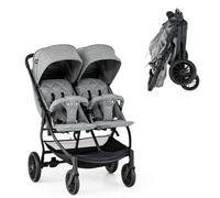 LIFEZEAL Poussette Double Côte à Côte avec Cosy, Tandem Jumeaux Pliable, Dossier Inclinable à 3 Positions, Repose-pieds, Harnais à 5 Points, Charge 15+15 kg, Bébé 0-3 ans (Gris clair)
