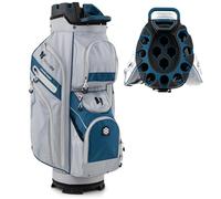 LIFEZEAL Sac de Golf avec 14 séparateurs, Sac de Golf avec 11 Poches, Ceinture de Rangement Portable avec Sangle rembourrée, réfrigérateur, poignées, Support de Parapluie (Gris+Bleu)