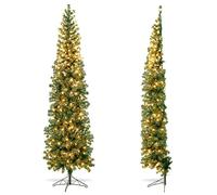 LIFEZEAL Sapin de Noel Artificiel 210 CM, Arbre de Noël Moitié en PVC avec 150 LED et 450 Branches, Sapin d’Appoint Lumineux avec Pieds en Fer, pour Salon, Bureau, Bar, Vert