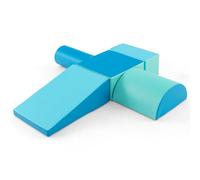 LIFEZEAL Set 5 Blocs de Construction pour Grimper et Descendre, Belles Modules de Motricité en PU et EPE pour Enfants, Parcours Motricité Éducatifs Bébé (Bleu+Vert)