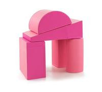LIFEZEAL Set 5 Blocs de Construction pour Grimper et Descendre, Belles Modules de Motricité en PU et EPE pour Enfants, Parcours Motricité Éducatifs Bébé (Rose)
