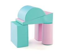 LIFEZEAL Set 5 Blocs de Construction pour Grimper et Descendre, Belles Modules de Motricité en PU et EPE pour Enfants, Parcours Motricité Éducatifs Bébé (Vert+Rose)