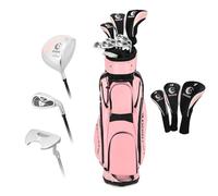 LIFEZEAL Set Complet de Golf 10 Pièces pour Femmes, Ensemble de Clubs de Golf pour Droitiers avec Sac de Transport, 1 Putter, 3 Bois, 5 Fer, Rose