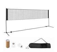 LIFEZEAL Set de Badminton Portable avec Hauteur Réglable | Filet de Badminton avec 2 Balles de Badminton, Filet de Sport Pliable avec Sac de Transport