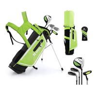 LIFEZEAL Set de Golf pour Enfants 5-7 Ans, Clubs de Golf Complets avec Sac Trépied de Transport Imperméable, Entraînement Parfait avec Fairway 3, Fer 7, S et Putter, pour Droitiers (Vert)