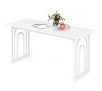 LIFEZEAL Table à Manger 160x60x75 cm, Structure en Métallique, Mange Debout Rectangulaire pour 6-8 Personnes, pour Bar, Cuisine, Salle à Manger, Restaurant, Blanc, Charge 150 kg