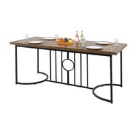 LIFEZEAL Table à Manger 180x79x75 cm, Mange Debout pour 6-8 Personnes, Grande Table Industrielle Rectangulaire, Plateau en Bois, Cadre Métallique, pour Maison, Restaurant, Charge 135 kg