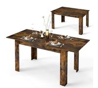 LIFEZEAL Table à Manger Extensible en Bois, 158x70x76 cm pour 4-8 Personnes, Salle à Manger, Cuisine, Pieds en Forme L, Montage Facile, Max 110kg (Marron)