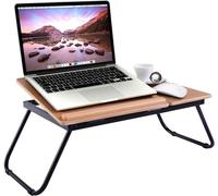 LIFEZEAL Table d'ordinateur portable pour le lit, table pliante réglable en hauteur pour le lit, table d'ordinateur portable, bois, table de lecture pour le lit et le canapé, table d'ordinateur portab