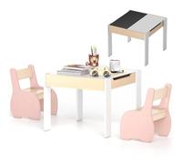 LIFEZEAL Table Enfant avec 2 Chaises, Meuble Enfants avec Espace de Rangement Caché, Capacité de Charge de 30KG,Table et Chaises pour 3-6 Ans Fille & Garçon (Rose)