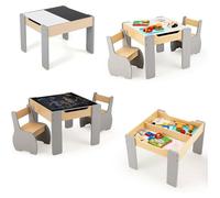 LIFEZEAL Table Enfant avec 2 Chaises, Meuble Enfants avec Espace de Rangement Caché, Charge 30KG,pour Fille & Garçon 3-6 Ans, Gris