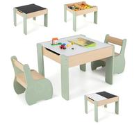 LIFEZEAL Table Enfant avec 2 Chaises, Meuble Enfants avec Espace de Rangement Caché, Charge de 30KG,pour Fille & Garçon 3-6 Ans(Vert)