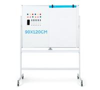 LIFEZEAL Tableau Magnétique Double Face Pivotant à 360°,Tableau Blanc sur Pied 120x90cm avec Hauteur Réglable 161/181cm,Tableau Effaçable à Roulettes pour Enfants, Adultes (Blanc, 120x90cm)