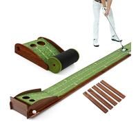 LIFEZEAL Tapis de Putting de Golf avec 2 Trous et Retour Automatique, Tapis d'Entraînement de Golf avec Boche, Enroulable et Portable, 3 Balons, Intérieur et Extérieur (302x32x15 cm)
