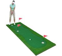 LIFEZEAL Tapis d'Entraînement Golf, 3 x 1 m, Tapis de Golf Professionnel avec 2 Balles de Golf, Tapis Golf Pratique avec 3 Trous, Tapis de Golf Pliable pour Intérieur et Extérieur