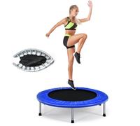 LIFEZEAL Trampoline Pliable Ø 97 cm, Mini Trampoline d’entraînement avec Ressorts, Cadre Robuste en Acier, Charge de 150 kg, Sauteur de Fitnesse pour Enfant, Adulte (Bleu)