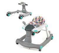 LIFEZEAL Trotteur Bébé Evolutif, Trotteur Bebe Pliable avec Roues Universelles et Hauteur Réglable, Musique et Lumière, Marcheur Enfant 6-18 Mois (Gris)