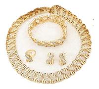 LifflyLadys Ensemble de bijoux en cristal plaqué or avec strass pour femme, collier en cristal clair et boucles d'oreilles, accessoires et cadeaux pour femmes, 16 inches, Métal, Cristal Strass