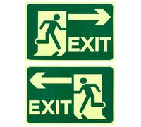 LifgWas 2pcs Panneau de Sortie de Secours Autoadhésif 200x300mm, Sortie d'Urgence Luminescente, EXIT Bloc Secours pour Porte et Mur, Signalétique de Sécurité Incendie, Issue de Secours