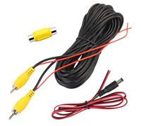 LifgWas 3PCS Cable RCA, 6M Câble Vidéo pour Caméra de Recul - Câble AV Double Blindage avec Fiche RCA- Inclus 1M Câble Alimentation DC 5.5x2.1 et Connecteur RCA Jaune