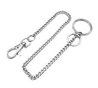 LifgWas Chaîne de Ceinture pour Portefeuille et Clés 40 cm, Chaîne en Acier Inoxydable avec Mousqueton et Anneau, Style Biker et Trucker pour Homme et Femme, Accessoire Jeans Argenté