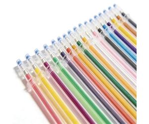 LifgWas Lot de 24 Recharges d'Encre Couleurs, Recharges Pailletées et Fluorescentes Compatibles, Pointe Bille 1.0mm pour Prise de Notes, Dessin, Journal, Longueur 13cm, Recharges Stylo Multi-usages