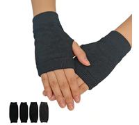 LifgWas Mitaines en Coton 2 Paires, Gants sans Doigts Chauds Unisexe pour Homme et Femme, Mitaines Tactiles pour Écrire Jouer Gris & Noir, Taille Unique