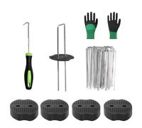 Lifhety Lot de 50 piquets Sardines de Fixation pour Jardin + 50 Rondelles Tampons, Piquet Ancrage pour Cloture, Terre, Crochet, Bache, Geotextile, Agrafes pour Toile de Paillage