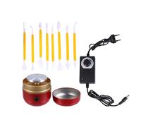 LIFKICH 1 Ensemble Mini Tour de Poterie Électrique avec Outil de Sculpture, Machine Ajustable, Roue de Poterie de Table, Prise Eu, Couleur Rouge, Tension Ac220