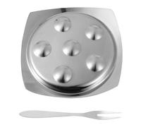 LIFKICH 1 Set Plat à Escargots en Acier Inoxydable avec Fourchette, Résistant la Rouille, Toucher Confortable, pour Huîtres et Apéritifs, Adapté Réfrigérateur et Grillades