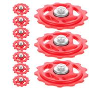 LIFKICH 10 Pièces Roue de Dérailleur Arrière en Plastique Rouge | Pièce pour Chaîne de Bicyclette, Entretien des Vélos de Route, Usage Urbain et Sentiers