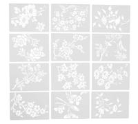 LIFKICH 12 Pièces Pochoir de Fleurs Vigne Réutilisable en Pet Blanc