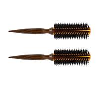 LIFKICH 2 Pièces Brosse Ronde à Poils de Sanglier pour Coiffage et Bouclage Brosse Chauffante Résistante avec Manche Bois Adaptée Cheveux Fins et Épais