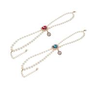 LIFKICH 2 Pièces Collier Princesse à Deux Rangs de Perles, Ajustable | Fausse Perle, Fermoir Rapide Sécurisé, Style Élégant pour Petits Chiens, Mariages et Photos