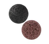 LIFKICH 2 Pièces Pierre Exfoliante Mains, Boule Minérale Noire et Rouge | Surface Poreuse en Pierre, Légère et Antidérapante, Atteint les Zones Courbes, Usage Maison Bureau