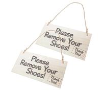 LIFKICH 2 Pièces Plaque Élégante à Suspendre pour Porte Dentrée Lot de Panneaux Style Ferme avec Inscription Veuillez Enlever Vos Chaussures Décor Mural Résistant et Facile à Installer
