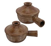 LIFKICH 2pcs Casserole pour Micro-ondes en Terre Cuite avec Couvercles, Cocotte Chinoise Ronde, Cuisson la Maison, pour Soupe, Ragoût et Riz