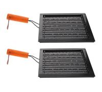LIFKICH 2pcs Paniers à Griller Multifonctions en Acier Inoxydable avec Poignée en Bois Résistante la Chaleur pour Barbecue Extérieur pour Pique-niques et Camping