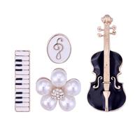 LIFKICH 4 Pièces Broches Violon en Perle et Alliage pour Femmes Accessoires Vestimentaires pour Différentes Occasions et Manifestations Importantes